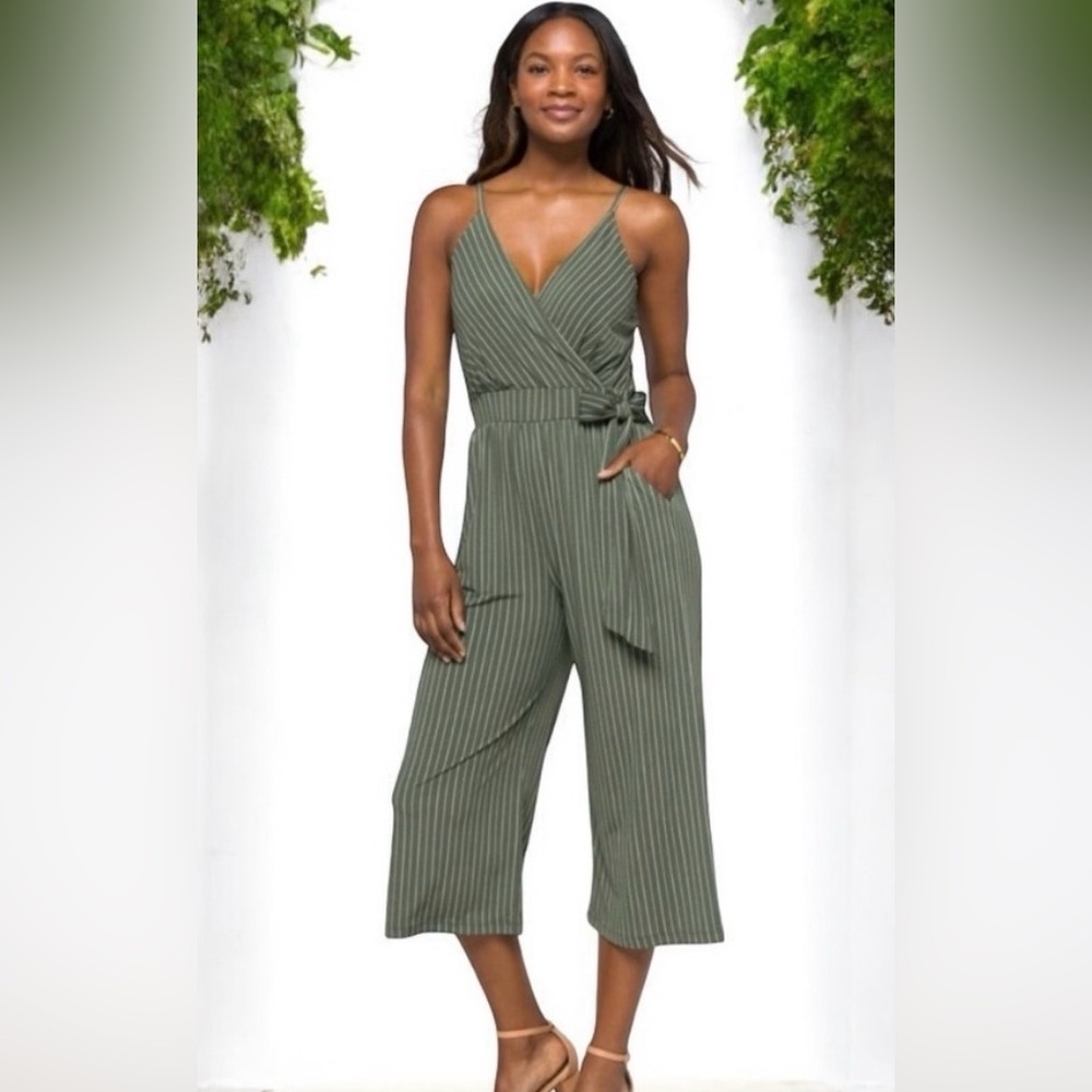 Kaileigh Olive Striped Jumpsuit